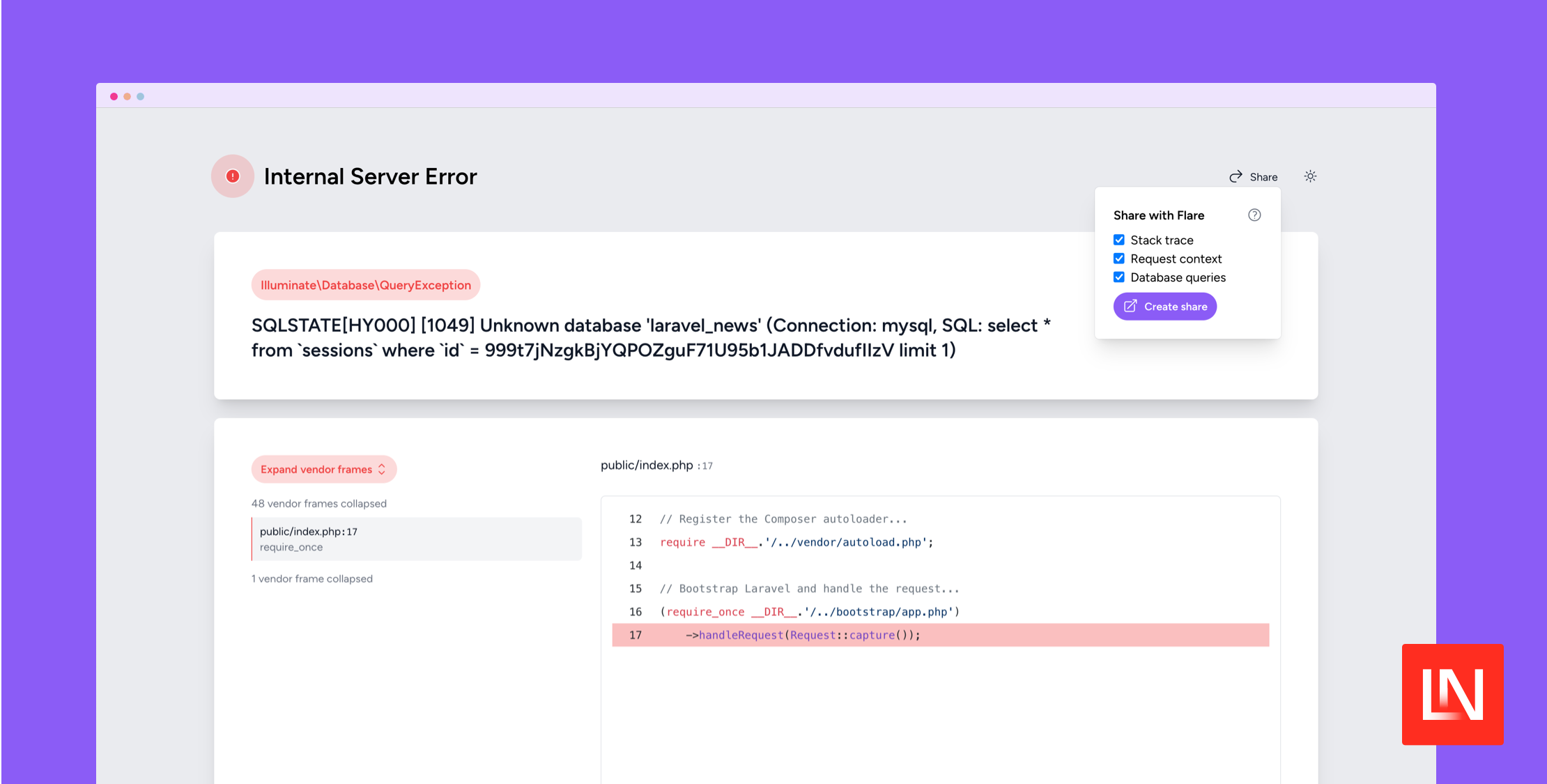 The Share Error  Package For Laravel