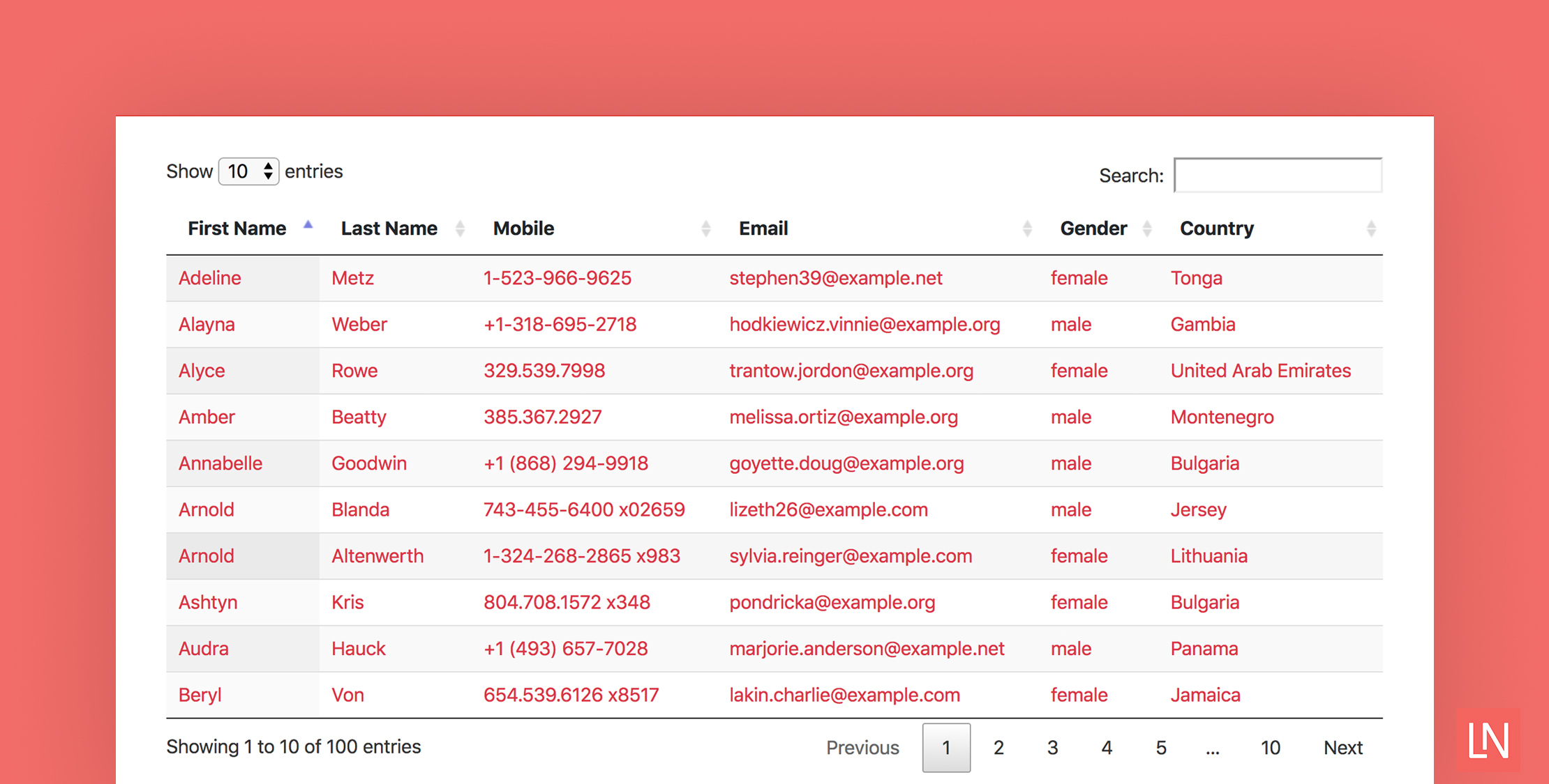 Laratables: Ajax support of DataTables in Laravel